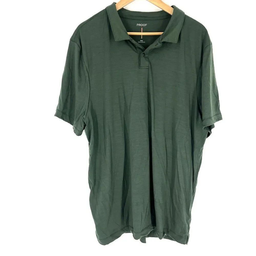 Proof Polo Shirt Size XXL Mens Green Merino Wool Performance Snap Huckberry